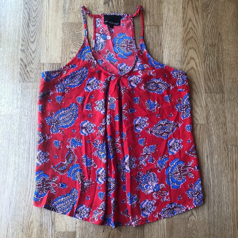 Cynthia Rowley Paisley Tank Top Red Blue Small